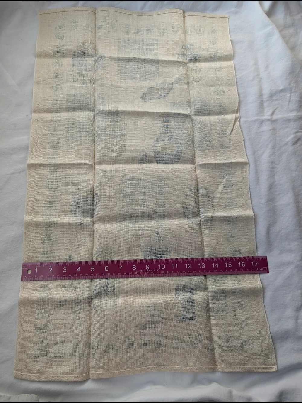 Vintage KayDee Handprints Linen Blue & Green Kitchen Towels - Rooster & Spices